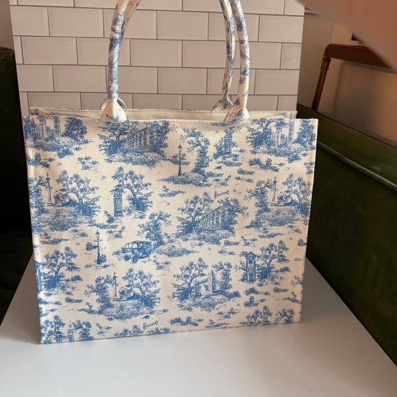 Harrods Toile de Jouy Canvas Shopper Tote - NWT - Picture 6 of 7